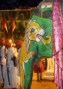 Painted wedding procession elephant