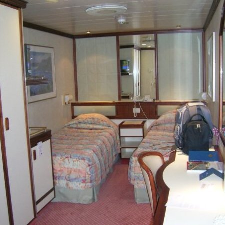 Twin inside stateroom, typical of most cruise ships