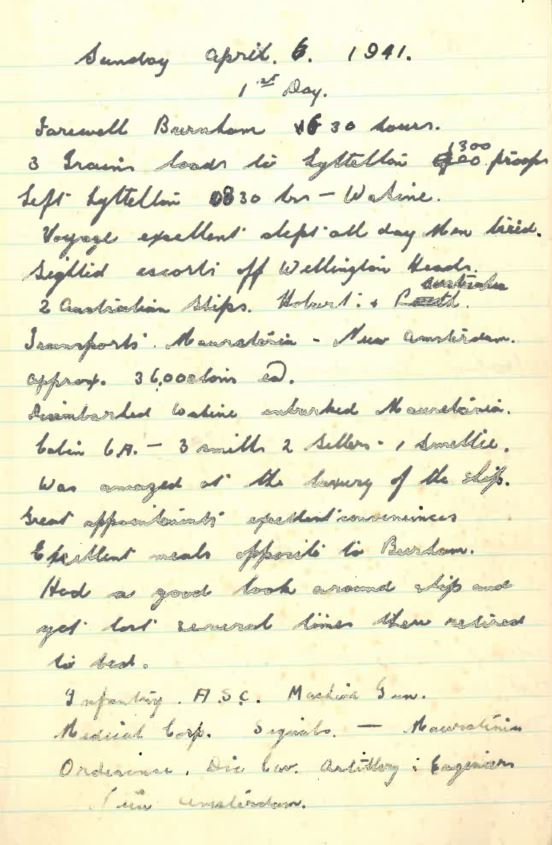 Grandad's WWII Diary - Sunday April 6 1941