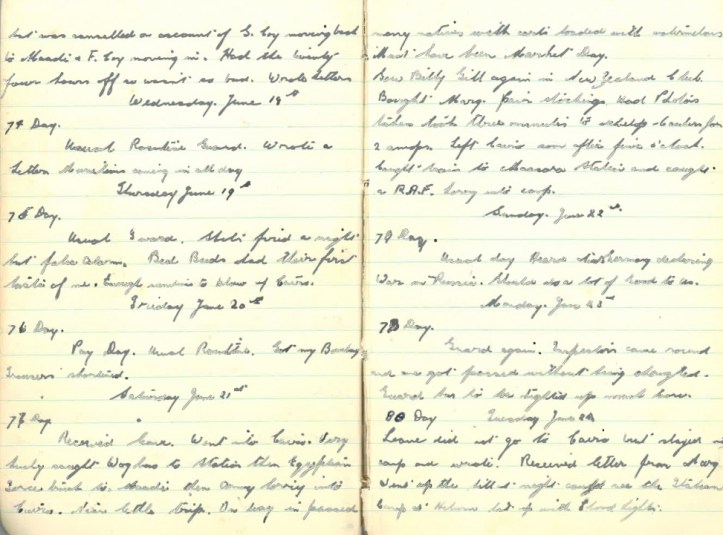 Grandad’s WWII Diary – Tuesday June 17th (cont.) - Tuesday June 24th 1941