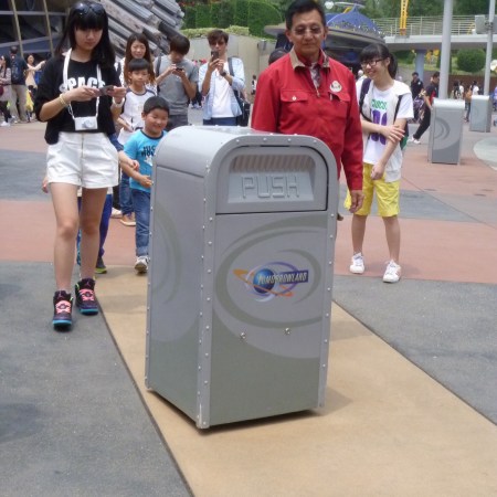 Push the talking trash can