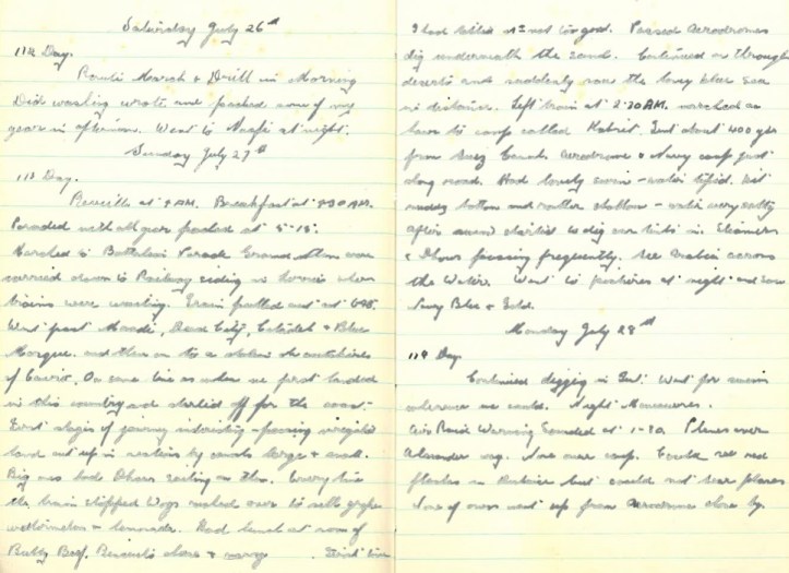 Grandad’s WWII Diary – Saturday July 26th 1941 - Monday July 28th 1941