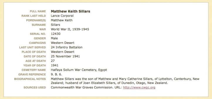  Cenotaph Record from the Auckland War Memorial Museum website