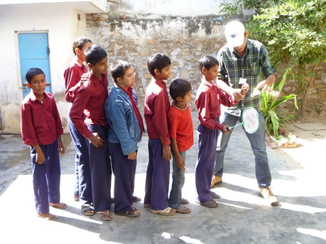 Children playing games at a school for the disabled