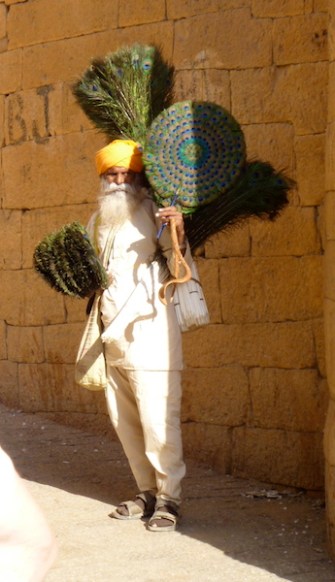 Peacock feather seller