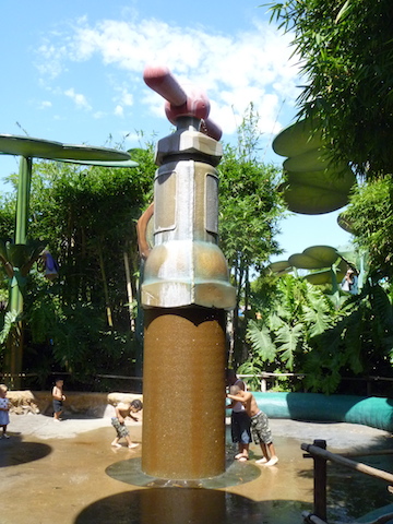 Close up of the giant tap at the water play area