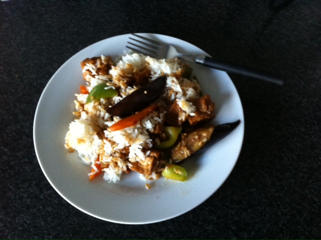The Asian Restaurant - Eggplant Tofu with Black Bean Sauce on Rice