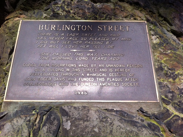 Plaque on the wall of Burlington Street