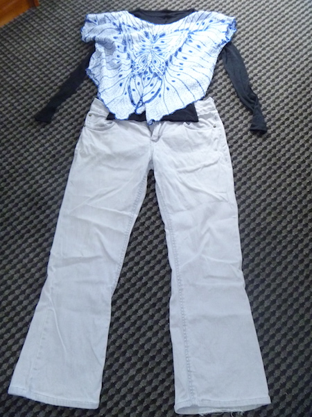 Wear-once-and-leave butterfly top - another evening outfit with the black merino and jeans.