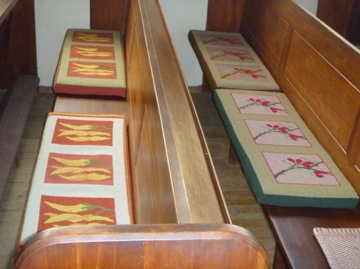 The seat cushions are all New Zealand native flower tapestries