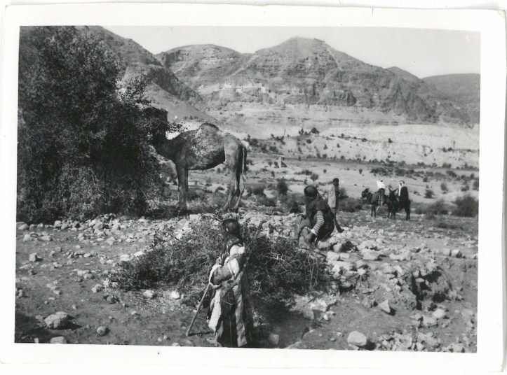 Mount of Temptation where Christ feasted for Forty Days after being baptised.  Note caves surrounding convent which since have been made by hermits - Jordan Valley - Palestine