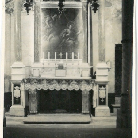 View of cave forming part of Mary's House of altar representing Angel Gabriel speaking to Virgin Mary. Church of Annunication - Nazareth