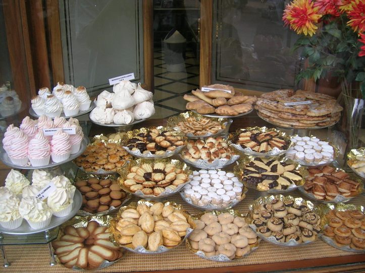 Yummy treats in a store window in Barcelona