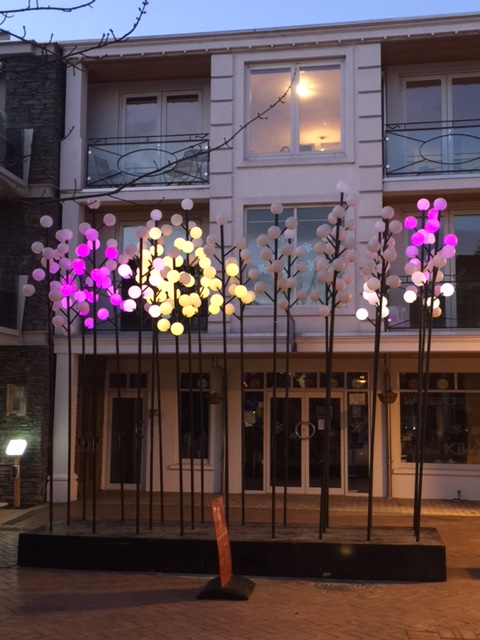 WATTLE by Angus Muir Design and AJ Design Co. 300 glowing bulbs that change colour from yellow through pinks and purple.