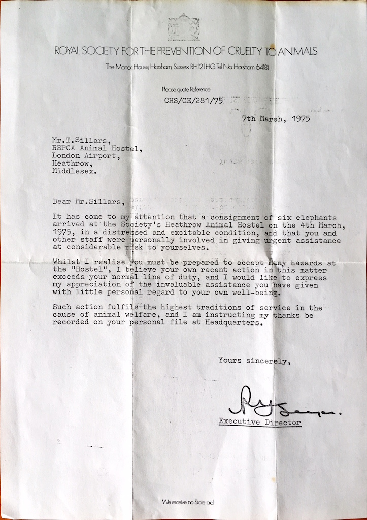 Letter regarding elephants